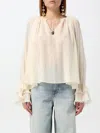 Chloé Cream White Loose Blouse With Drawstring In Weiss