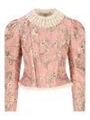 Chloé Baroque Silk-blend Taffeta Jacket With Floral Jacquard Women In Pink