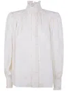 Chloé Floral High Collar Long Sleeve Top In White