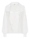 Chloé White Shirt With Embroidered Bow Tie In White