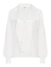 Chloé White Shirt With Embroidered Bow Tie In White
