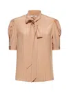 Chloé Chloe Scarf-effect Silk Crepe De Chine Blouse In Sand Brown