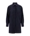 Chloé Chloe Woman Navy Blue Linen Patricia Chloe X Eres Oversize Shirt In Black