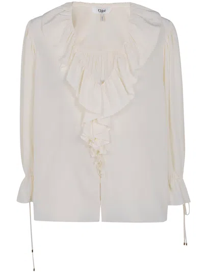 Chloé Shirt V Neck Classic In White