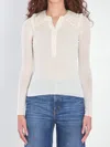 Chloé Lace-collar Superfine Wool Rib Knit Top In White