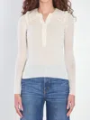 Chloé Lace-collar Superfine Wool Rib Knit Top In White