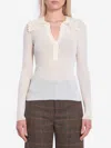 Chloé Lace-collar Superfine Wool Rib Knit Top In White