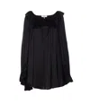 Chloé Pleated Mini Dress In Silk Satin In Black