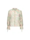 Chloé Floral Silk Balloon-sleeve Button-down Top