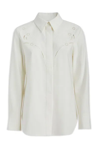 Chloé Embroidered Cotton Button-up Shirt In 107