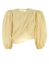 Chloé Draped Wrap-effect Cropped Silk-satin Blouse