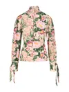 Chloé Turtleneck Jersey Wool Sweater With Floral Print Women In Gold