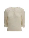 Chloé Pointelle Knit Sweaters And Cardigans White In Yellow