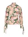 Chloé Turtleneck Jersey Wool Sweater With Floral Print Women In Gold