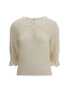 Chloé Pointelle Knit Sweaters And Cardigans White In Yellow