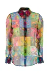 Chloé Silk Blouse With Printed Collar And Cuffs In 9ca