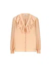 Chloé Silk Shirt With Rouches In Biscuit Pink
