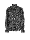 Chloé Women Black Blouse With High Neck And All-over Polka Dot Motif In Silk Woman In Multi