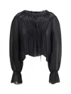 Chloé Women Silk Georgette And Lace Top In Black