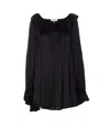 Chloé Pleated Mini Dress In Silk Satin In Black