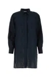 Chloé Chloe Woman Navy Blue Linen Patricia Chloe X Eres Oversize Shirt In Blue