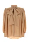 Chloé Powder Pink Crepe Blouse In Brown