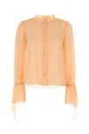 Chloé Sheer Fabric Blouse Drawstring Cuffs In Claypink