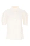 Chloé Cotton Blouse With Embroidered Patterns And Puff Sleeves In Iconicmilk