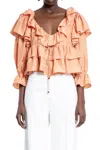Chloé Top With Coral Colour Silk Bow In Pink