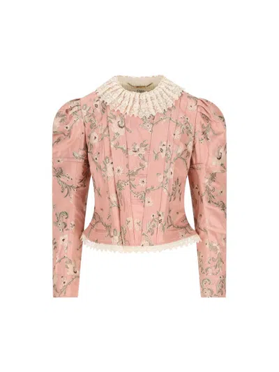 Chloé Chloe Floral-jacquard Silk-blend Jacket In Pink