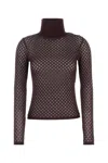 Chloé Pointelle Knit Turtleneck Sweater In Red