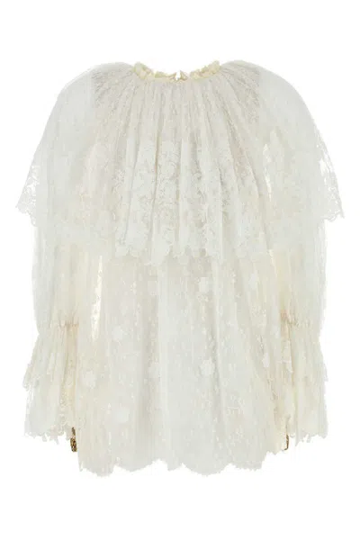 Chloé Floral Lace Embroidered Top In White