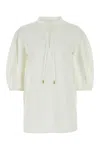 Chloé Puff-sleeve Cotton Blouse In White