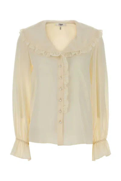 Chloé Chloe Women Cream Crepe Shirt In Neutral