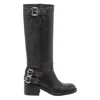 Chloé New Bikers Buckled Textured-leather Boots In Black