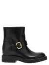 Chloé Leather Coddington Biker Booties In Black
