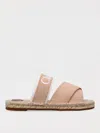 Chloé Kids Logo Canvas Espadrille Slides In Pink