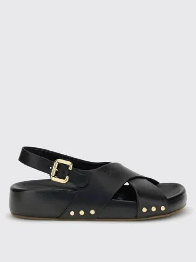 Chloé Mae Paddington Leather Crisscross Sandals In Black