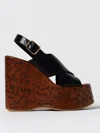 Chloé Maxime Leather Slingback Platform Wedge Sandals In Schwarz