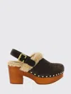 Chloé Jeanette Suede Shearling-lined Clogs In Brown