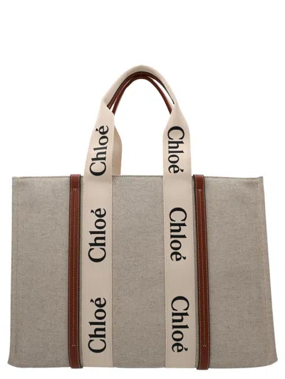 Chloé Woody Medium Tote Bag Multicolor In Multicoloured