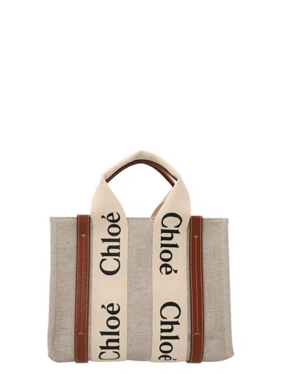 Chloé Beige Shopping Woody Small Tote Bag