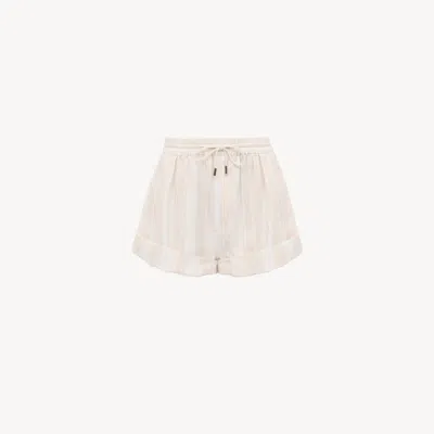 Chloé Short À Liens De Serrage Et Revers En Coton Femme Rose Taille 40 100% Coton, Horn Bubalus Bubalis, F In Pink