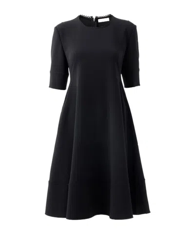 Chloé Crepe De Chine Short-sleeve A-line Dress In Black