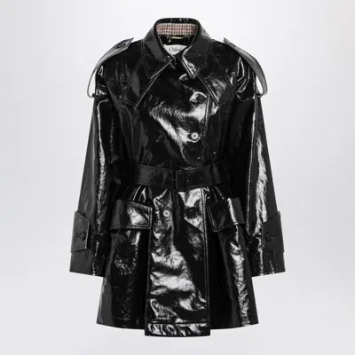 CHLOÉ SHORT BLACK COATED LINEN TRENCH