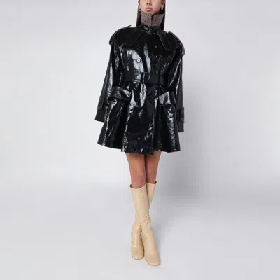 Chloé Short Black Coated Linen Trench