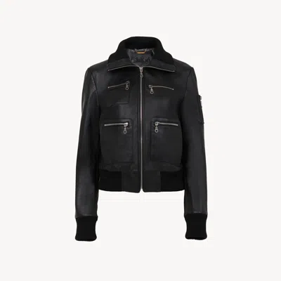 Chloé Short Blouson In Leather In Black
