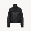 Chloé Blouson Court En Cuir Femme Noir Taille 40 100% Cuir De Brebis