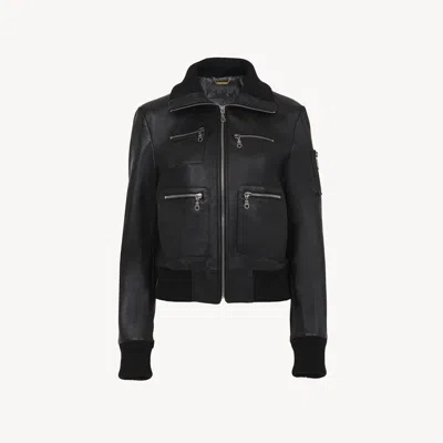 Chloé Blouson Court En Cuir Femme Noir Taille 34 100% Cuir De Brebis In Black