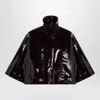 Chloé Short Shiny Lacquered Cape In Brown
